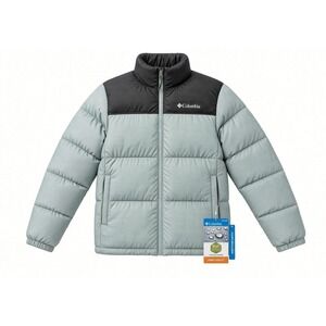 Columbia Puffect III Jacket Mens Small Blue Black Grid Omni-Shield Puffer NWT